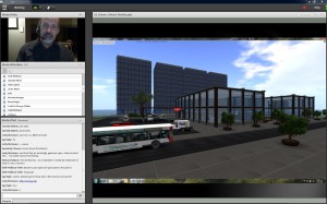 Screenshot of Second Life projected into Adobe Connect